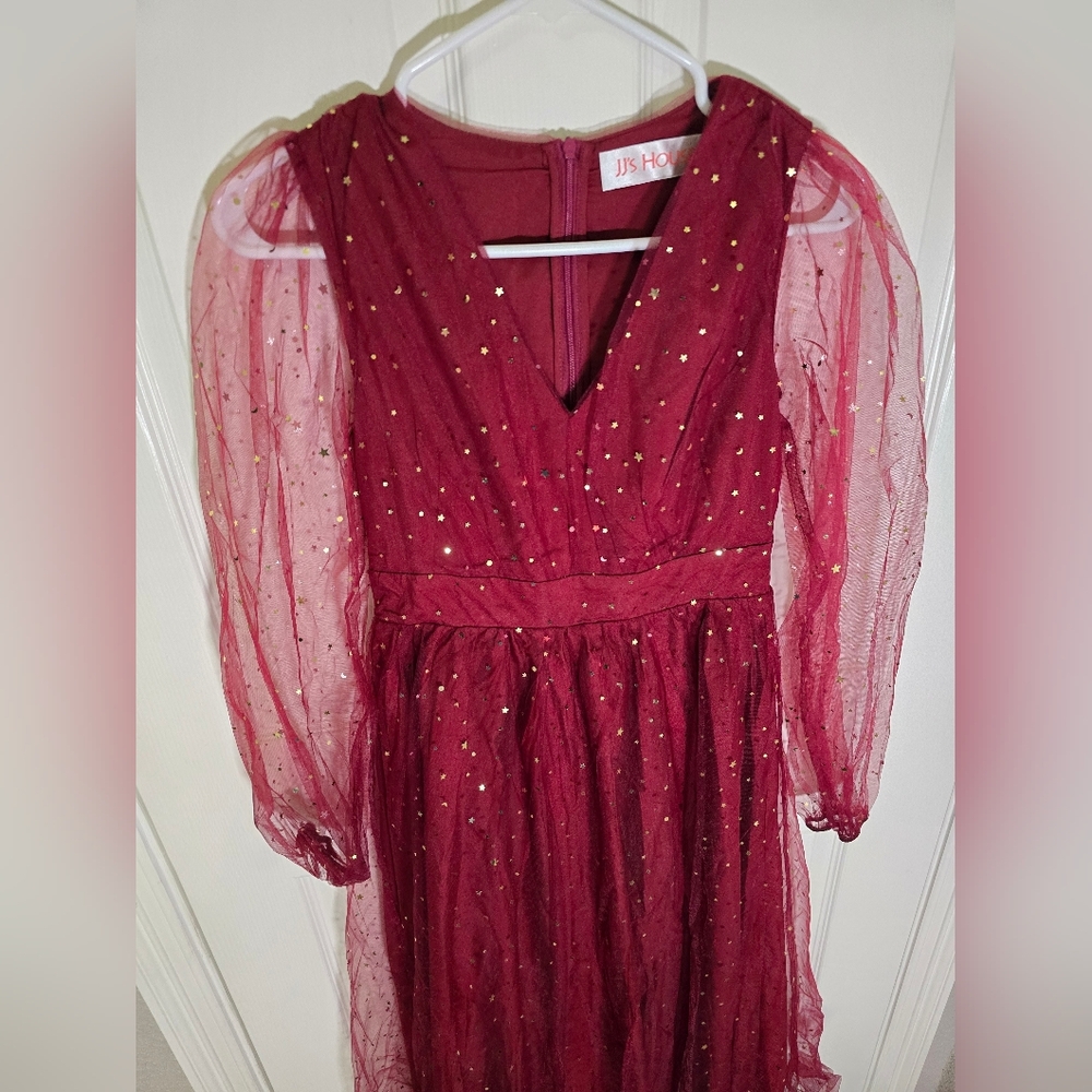 NWT JJs House Womens Sparkle Star Red Special Occasion Cocktail Dress Small - Picture 13 of 14